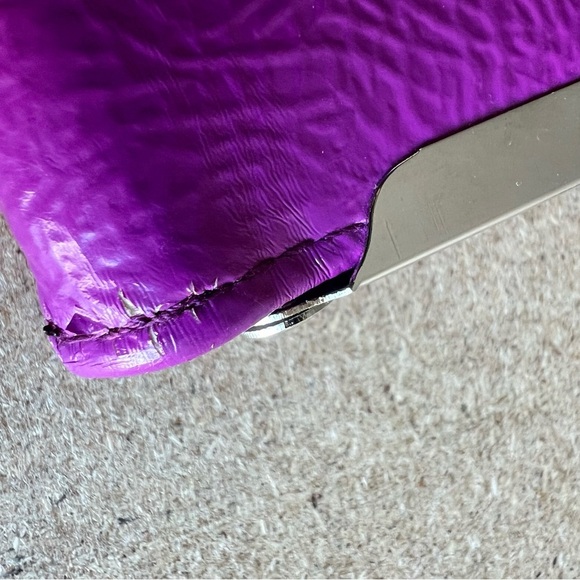 Merona Purple Retro Styl Fold Over Silver Tone Wallet with Kiss-Lock Coin Pocket - Picture 16 of 16